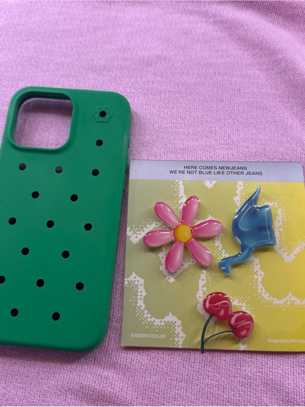 Green Phone Case with Decorative Charms for the 15 pro max